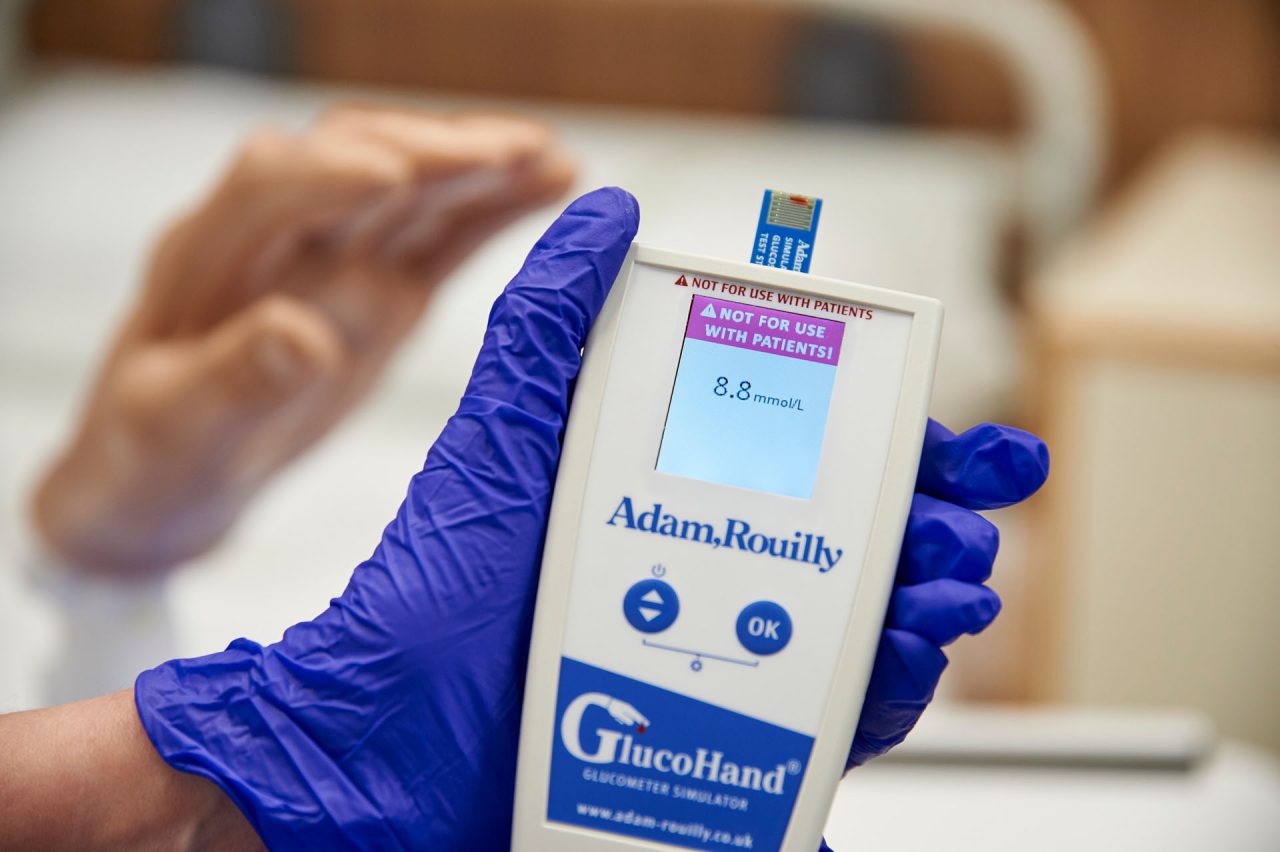 Glucohand® - Digital Glucometer Simulator, Dark